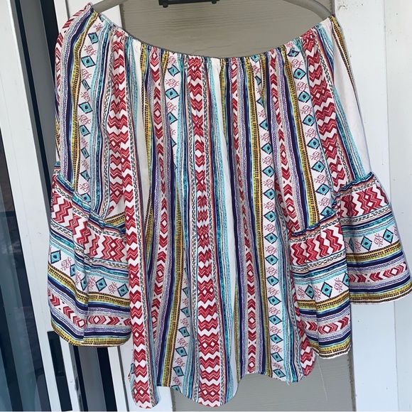 Anthropologie Callie Mac Women’s Aztec Off The Shoulder Top - Picture 3 of 4